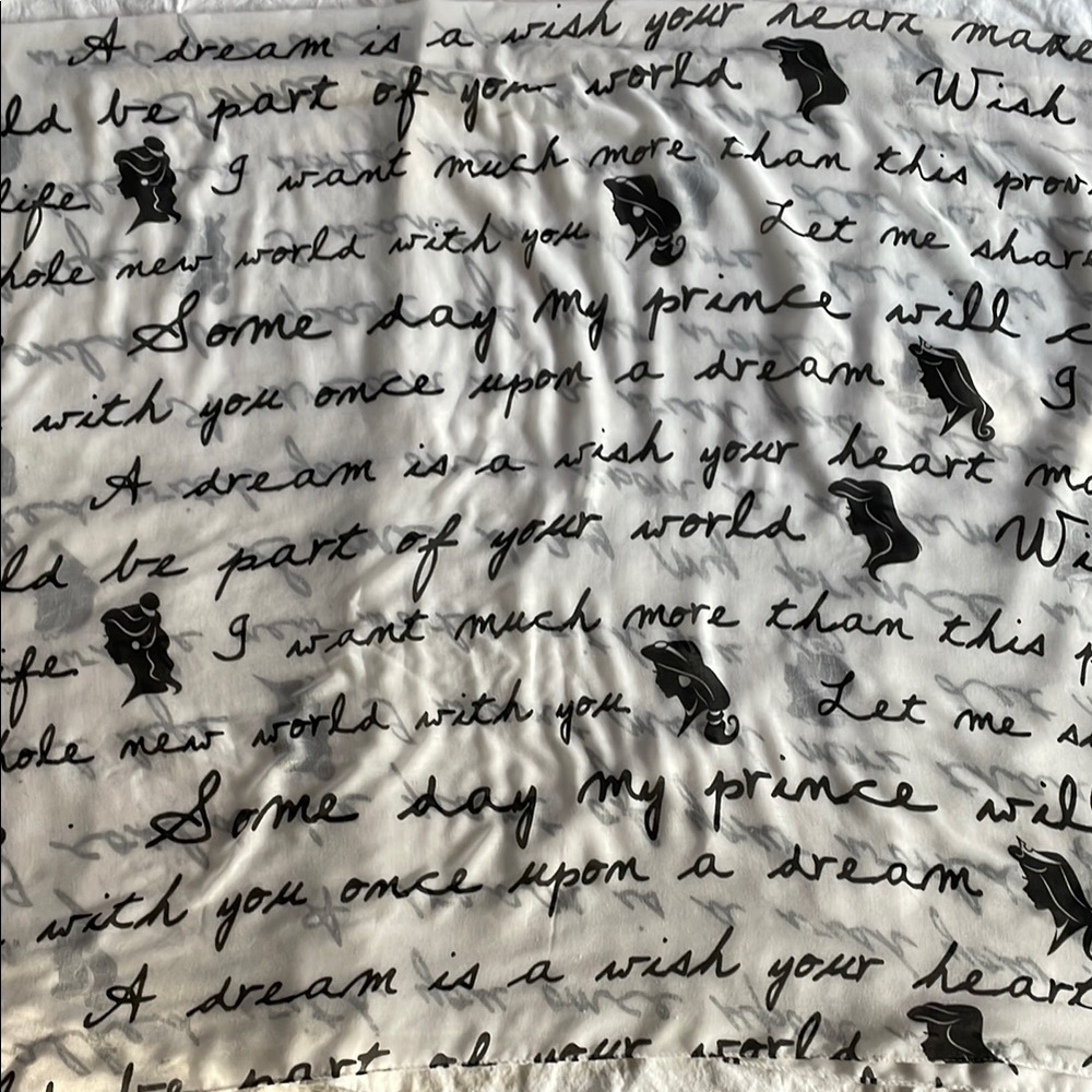Loungefly Black and White Script Scarf